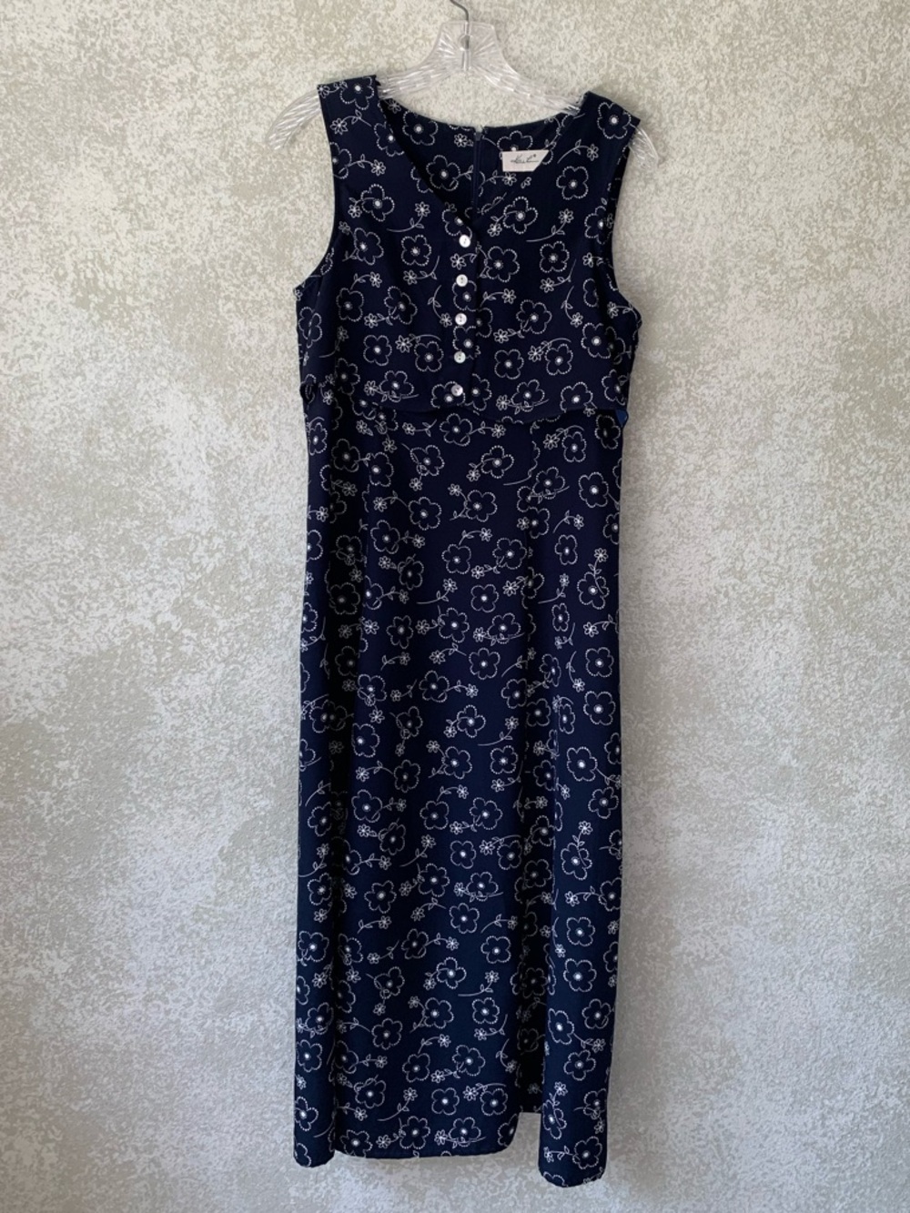 Kathie Lee Collection Navy Floral Sleeveless Maxi Dress Size 6‎